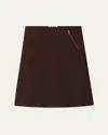 Miu Miu Logo-detail Ribbed Mini Skirt In Burgundy