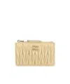 Miu Miu Zipper Card Bag In Nude