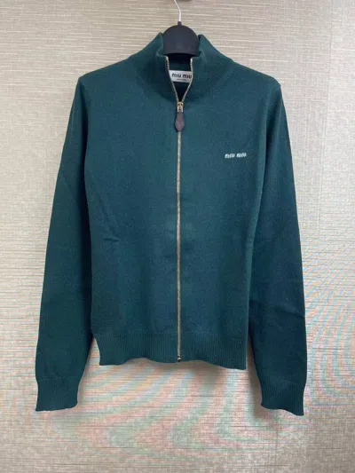 Miu Miu Zipper Cardigan In Blue