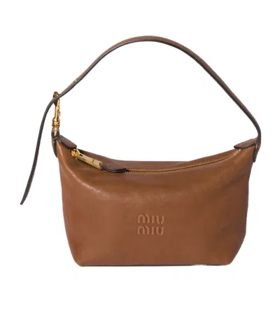 Miu Miu Zipper Handbag In Brown