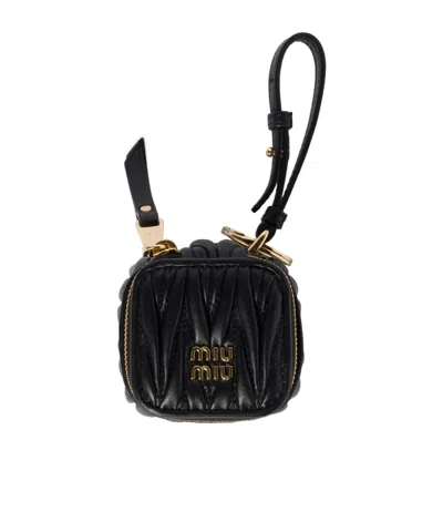 Miu Miu Zipper Key Chain In Black