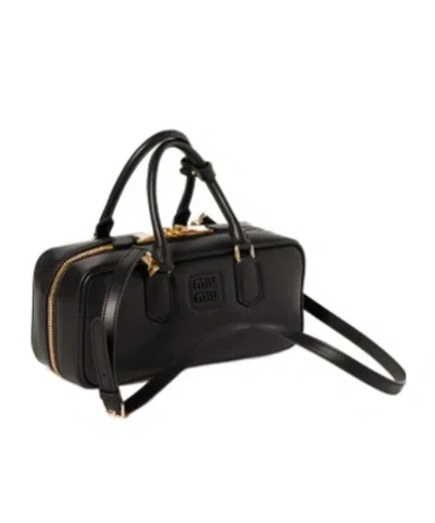 Miu Miu Zipper Shoulder Bag In Black
