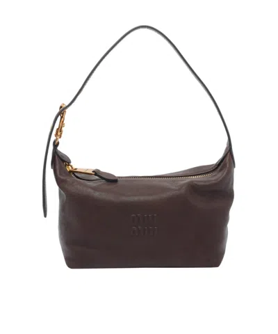 Miu Miu Zipper Shoulder Bag In Brown