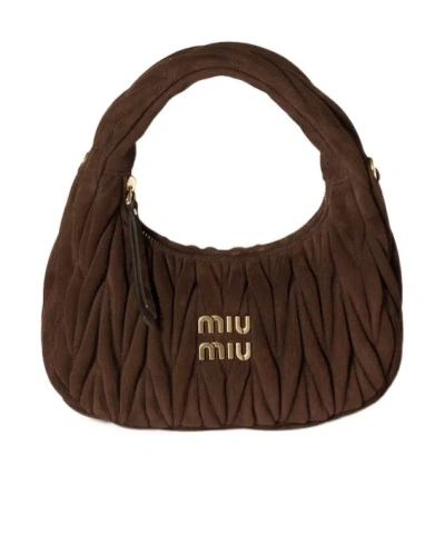 Miu Miu Zipper Shoulder Bag In Brown