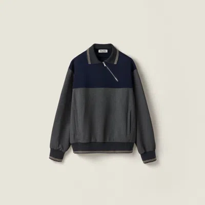 Miu Miu Zipper Sweatshirt In Black