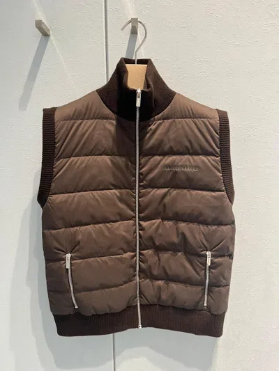 Miu Miu Zipper Vest In Brown