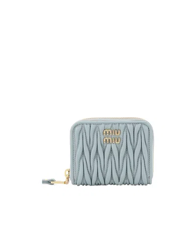 Miu Miu Zipper Wallet In Blue