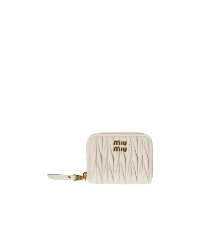 Miu Miu Zipper Wallet In Nude