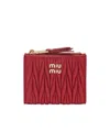 Miu Miu Small Quilted Nappa Wallet In Red