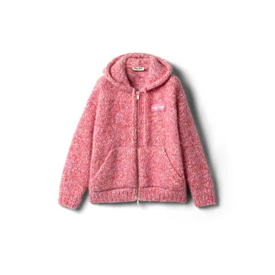 Miu Miu Zippered Cardigan Sweater In Pink