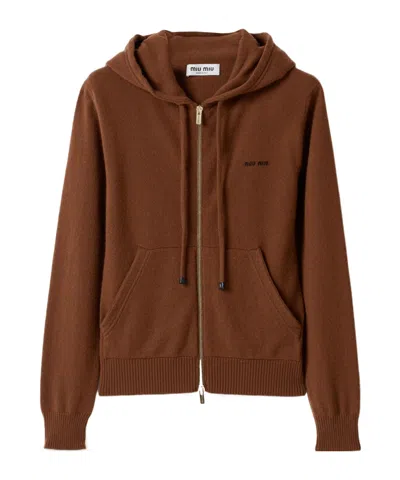 Miu Miu Zippered Cashmere Hoodie Jacket