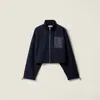 Miu Miu Zippered Fleece Jacket In Blue