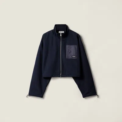 Miu Miu Zippered Fleece Jacket In Blue