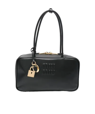 Miu Miu Zippered Handbag In Black