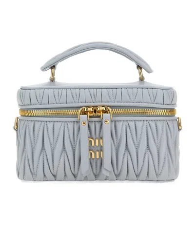 Miu Miu Zippered Shoulder Bag In Blue
