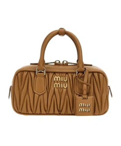 Miu Miu Zippered Shoulder Bag In Brown