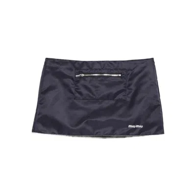 Miu Miu Zip-pocket Mini Skirt In Blue