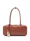 Miu Miu Leather Shoulder Bag Keychain Detail In Brown