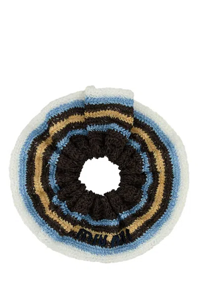 MIU MIU MIU MIU EMBROIDERED RAFIA SCRUNCHIE