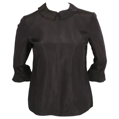 Pre-owned Miuccia Prada 1998 Miu Miu Minimalist Black Runway Top With Ruffles
