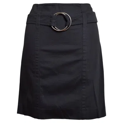 Pre-owned Miuccia Prada 2000's Black Prada Vintage Circular Buckle Belted Mid Rise Skirt