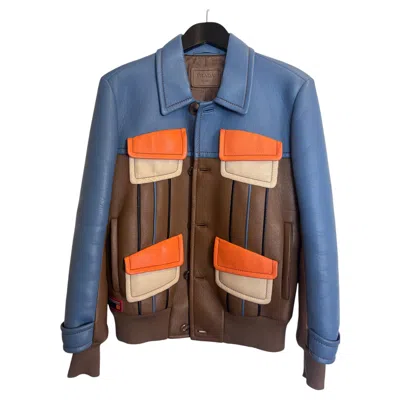 Pre-owned Miuccia Prada 2000s Prada Iconic Leather Jacket In Gray
