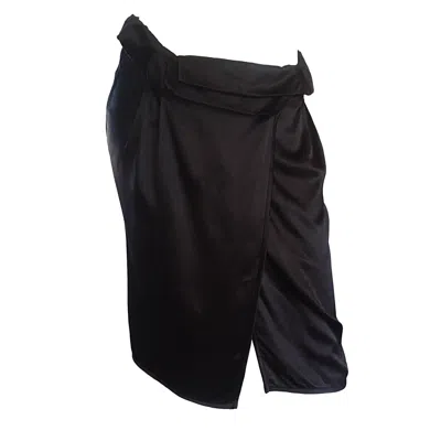 Pre-owned Miuccia Prada Brand New Miu Miu Black Silk Asymmetrical Draped Wrap Skirt Nwt