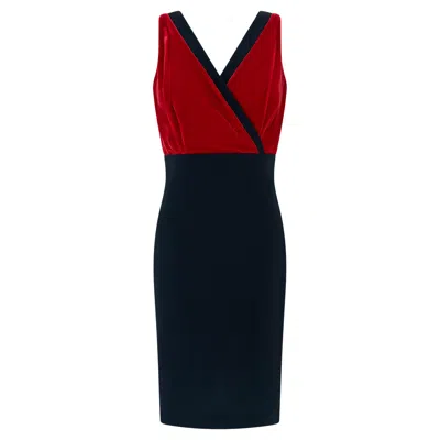 Pre-owned Miuccia Prada F/w 2009 Prada Runway Red Velvet Bust Sleeveless Flare Black Midi Dress 38it