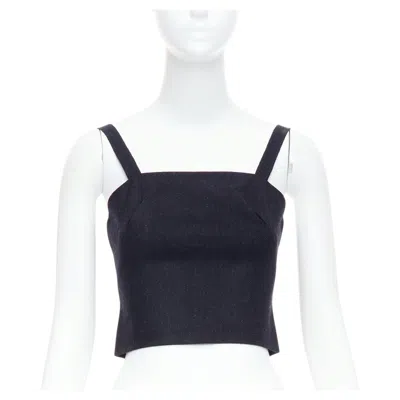 Pre-owned Miuccia Prada Miu Miu 1998 Vintage Runway Fleece Wool Charcoal Grey Bustier Top It38 Xs In Gray