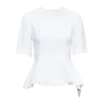 Pre-owned Miuccia Prada Miu Miu 2013 Cream Acetate Blend Peplum Half Sleeve Top It38 Xs In White
