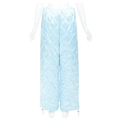 Pre-owned Miuccia Prada Miu Miu 2021 Runway Winter Pants Sky Blue Quilted Nylon Wide Pants It38 Xs