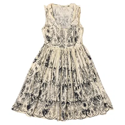 Pre-owned Miuccia Prada Miu Miu By  Toile De Jouy Cotton Midi Dress Ss 2002 In Sand