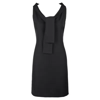 Pre-owned Miuccia Prada Miu Miu F/w 2000 Runway Black Sailor-collar Tie-front Mini Dress It44