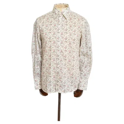 Pre-owned Miuccia Prada Miu Miu Mens Spring 2002 Floral Patterned Long Sleeve Cotton Liberty Shirt In Sand