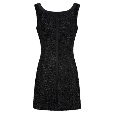 Pre-owned Miuccia Prada Nwt F/w 1992 Prada Shimmery Black Wool Sleeveless Flare Mini Dress It44
