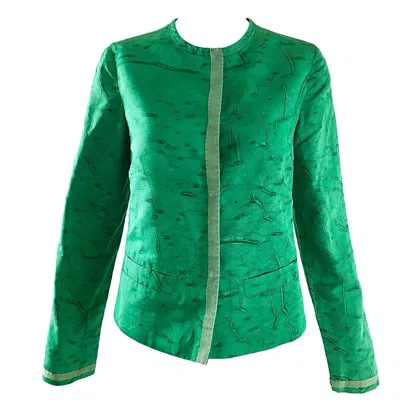 Pre-owned Miuccia Prada Prada 1990s Kelly Green Tie Dyed Vintage 90s Does 60s Pillbox Jacket W/ Pockets
