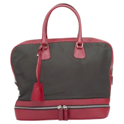 Pre-owned Miuccia Prada Prada 1999 Tessuto Cinghiale Dual Zip Bottom Compartment Satchel Bag In Brown