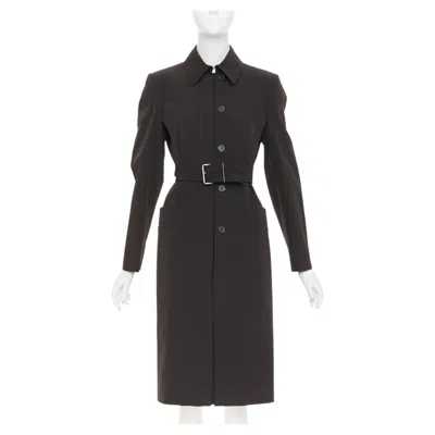 Pre-owned Miuccia Prada Prada 1999 Vintage Minimal Technical Single Breasted Belted Trench Coat It42 M In Black