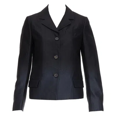 Pre-owned Miuccia Prada Prada 2007 Vintage Black Wool Degrade Fabric Blazer Jacket It38 Xs
