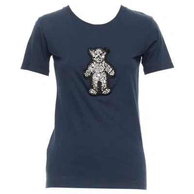 Pre-owned Miuccia Prada Prada 2008 Black Crystal Embellished Teddy Bear Tshirt S