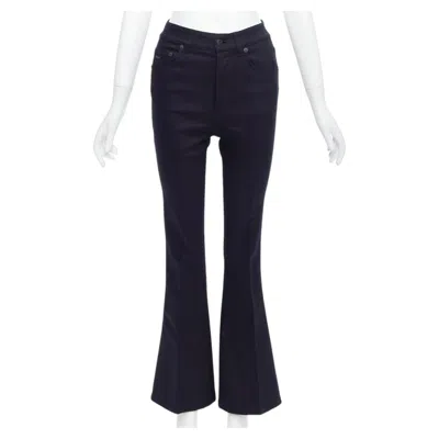 Pre-owned Miuccia Prada Prada 2008 Indigo Blue Cotton Blend Logo High Rise Fit Flare Jeans 25"
