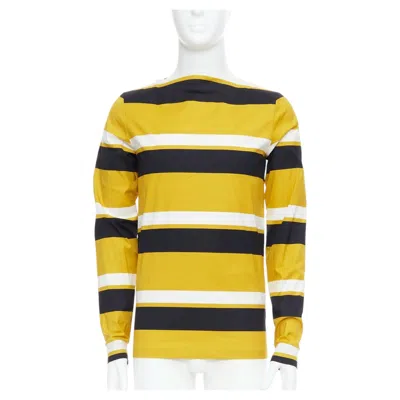 Pre-owned Miuccia Prada Prada 2011 Special Edition Yellow Black White Stripe Bateau Neck Sailor Shirt S