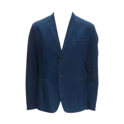 Pre-owned Miuccia Prada Prada 2013 Dark Blue Cotton Denim Minimal Single Breast Blazer Jacket It50 L
