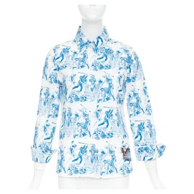 Pre-owned Miuccia Prada Prada 2016 Christophe Chemin The Important Ones Print French Cuff Shirt It38 Xs In Gray