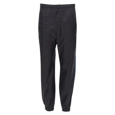 Pre-owned Miuccia Prada Prada 2018 Black Blue Nylon Side Stripe Toggle Gabardine Track Pants L