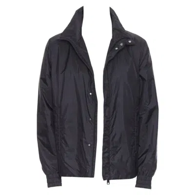 Pre-owned Miuccia Prada Prada 2018 Black Nylon Triangle Rubber Logo Detail Padded Jacket It50 L