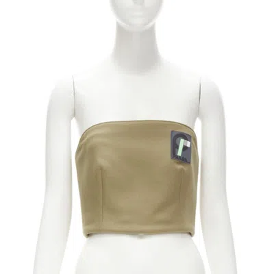 Pre-owned Miuccia Prada Prada 2018 Brown Sports Logo Rubber Badge Wool Strapless Bustier S