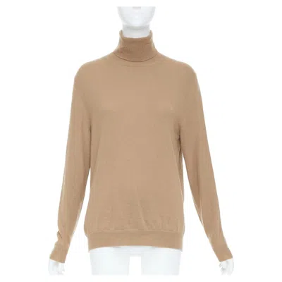 Pre-owned Miuccia Prada Prada 2019 Beige Fine Knit Cashmere Turtleneck Sweater It38 Xs In Brown