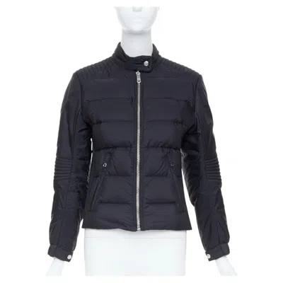 Pre-owned Miuccia Prada Prada 2019 Black Quilted Polyamide Down Biker Padded Jacket It40 S