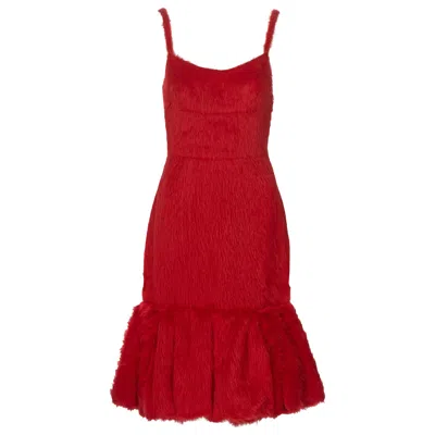 Pre-owned Miuccia Prada Prada By  Red Brushed Alpaca Silk Cocktail Dress, Fw 2017